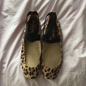 Leopard print flats with elastic ankle straps